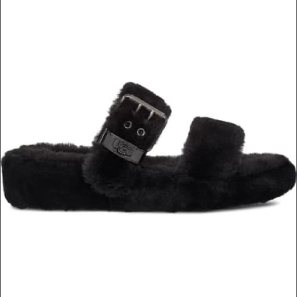 COPY - FUZZ YEAH BLACK SLIPPERS